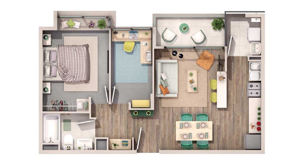 Departamento Cepa de 1 dormitorio + Home Office Condominio Los Viñedos de Tucapel en La Pintana