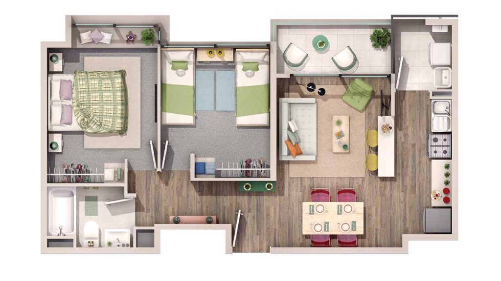 Departamento Parra de 2 dormitorios Condominio Los Viñedos de Tucapel en La Pintana