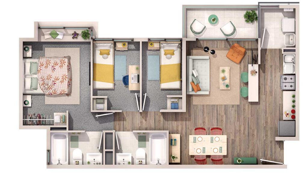 Departamento Valle de 3 dormitorios Condominio Los Viñedos de Tucapel en La Pintana