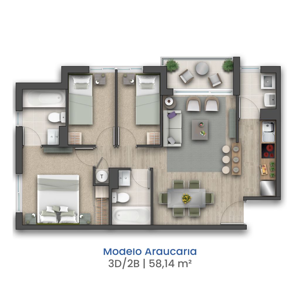Departamento Araucaria Condominio El Carmen Temuco