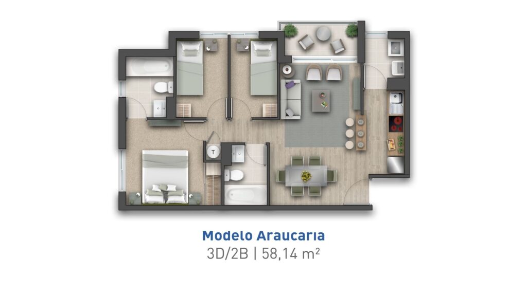Departamento Araucaria Condominio El Carmen Temuco
